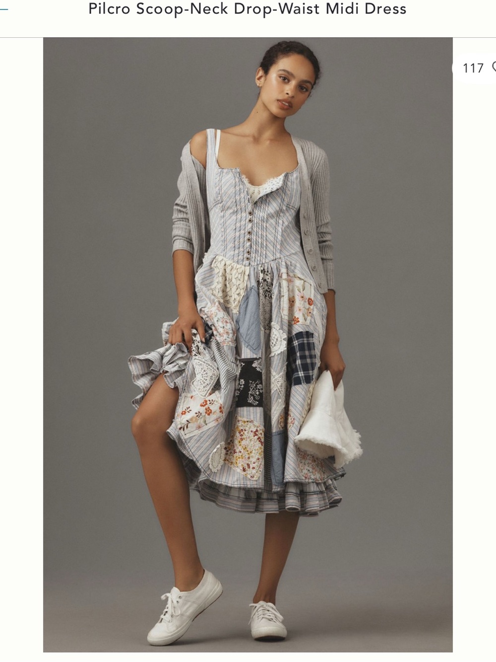 Scoop-Neck Drop-Waist Midi Dress - Picture 2 of 8